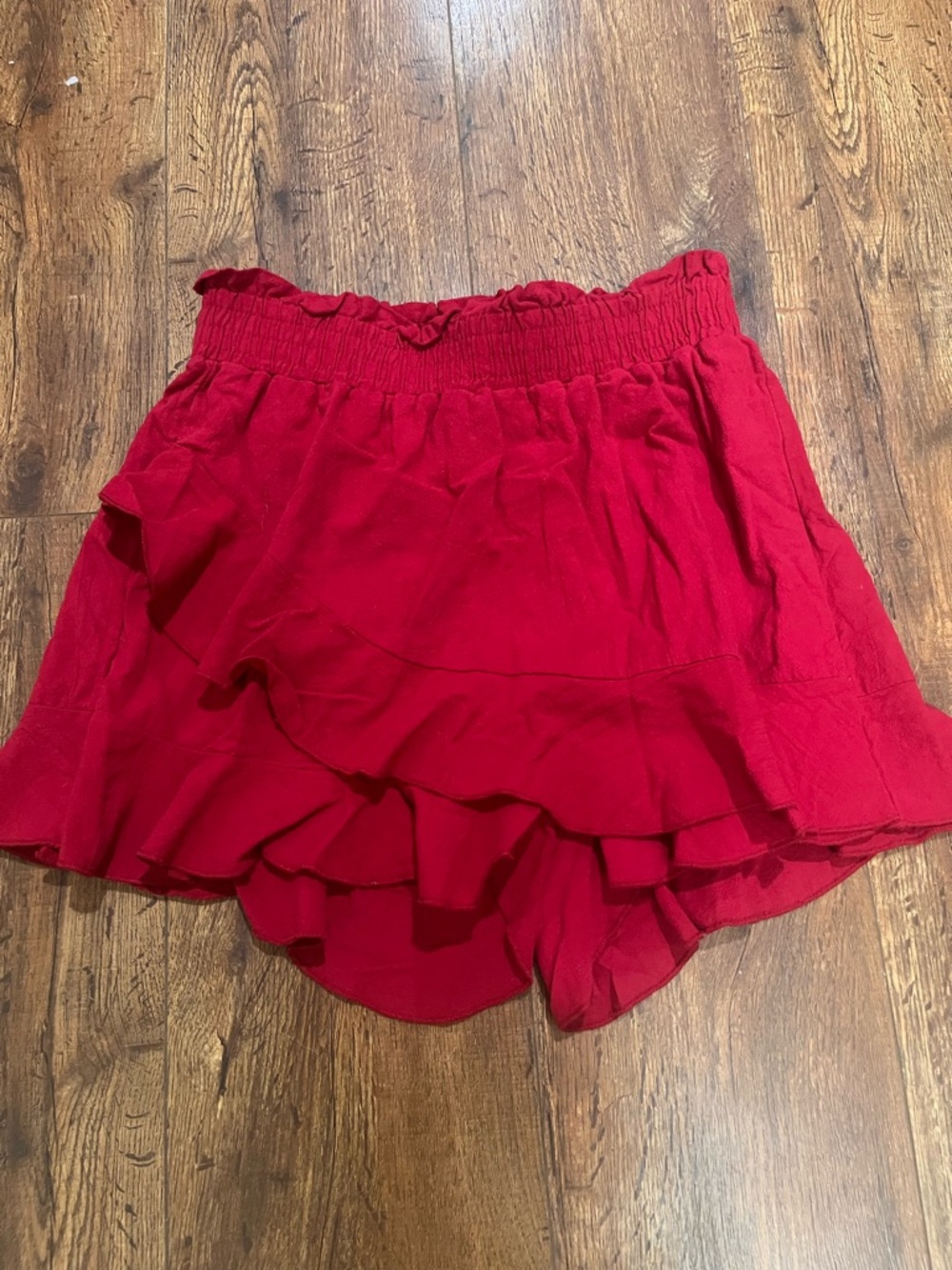 Red Ruffled Layered Mini Skirt